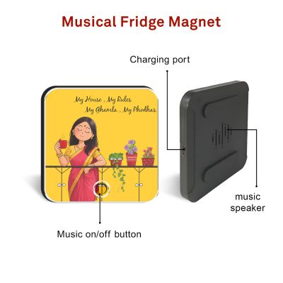My House My Rules My Ghamla My Phodhas Personalized Musical Fridge Magnet  Funny Rechargeable Gift for Mom